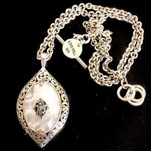 LOIS HILL Mother of Pearl Inlaid In Sterling Silver 925 With Granulated Accent